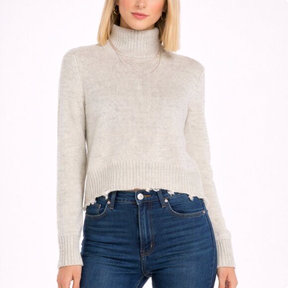 Lovers + Friends Sweaters - LOVERS + FRIENDS Stone Turtleneck Lightly Distressed Sweater Cozy Neutral